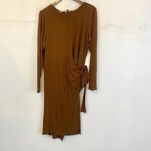 ELOQUII brown long sleeve tie waist mini dress sz 18/20